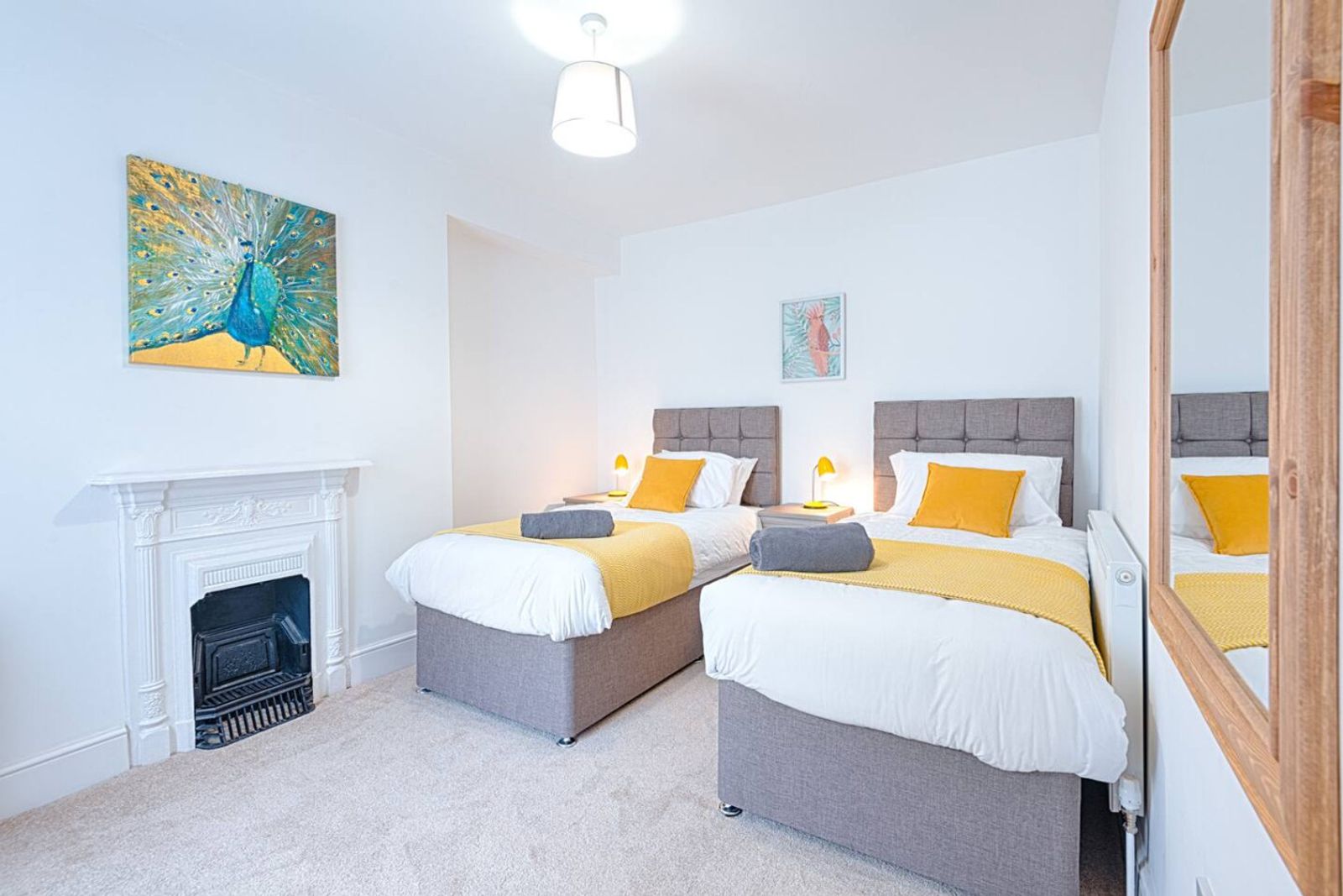 Twin room set up for a contractor crew